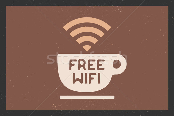 Cartaz copo café texto livre wi-fi Foto stock © FoxysGraphic