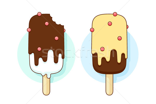 Icon chocolate and lemon ice cream different pastel color in line graphic Stock photo © FoxysGraphic