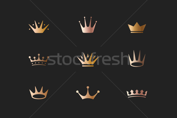 Foto stock: Establecer · real · oro · iconos · logos · aislado