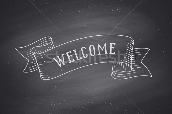 Stock photo: Greeting card with ribbon and word Welcome