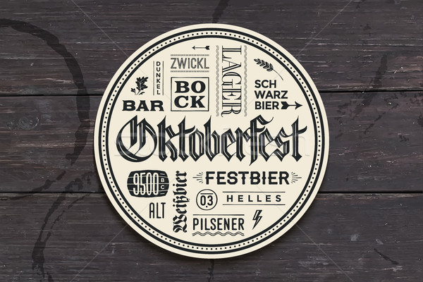 Stock photo: Beverage coaster with lettering for Oktoberfest Beer Festival