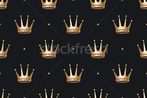 Seamless pattern with gold king crown on a dark black background Stock photo © FoxysGraphic