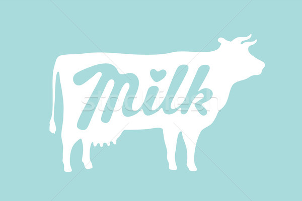 Stockfoto: Melk · silhouet · koe · hand · geschreven · ontwerp