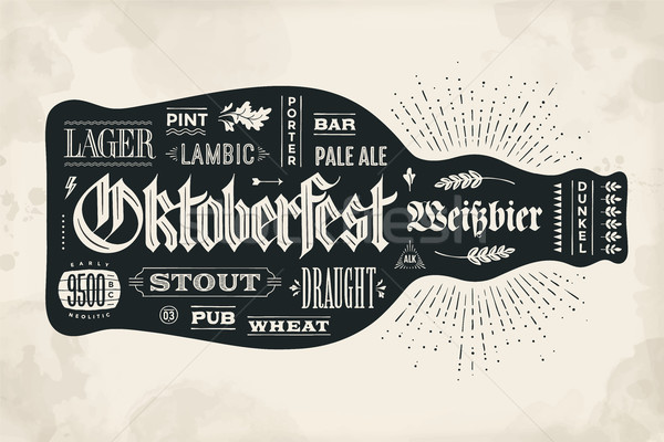 плакат бутылку пива рисованной Октоберфест фестиваля Сток-фото © FoxysGraphic