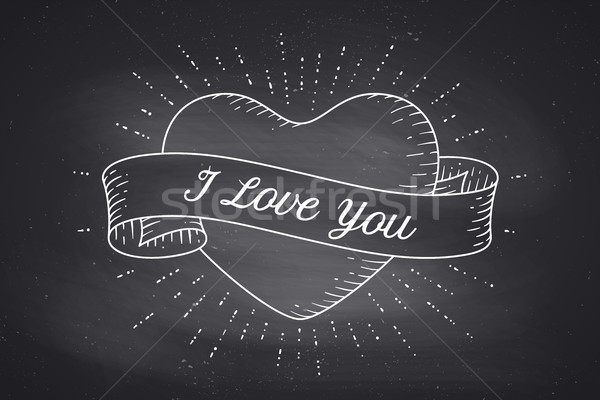 Old ribbon with message I Love You Stock photo © FoxysGraphic