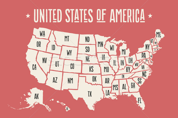 Poster kaart Verenigde Staten amerika print USA Stockfoto © FoxysGraphic