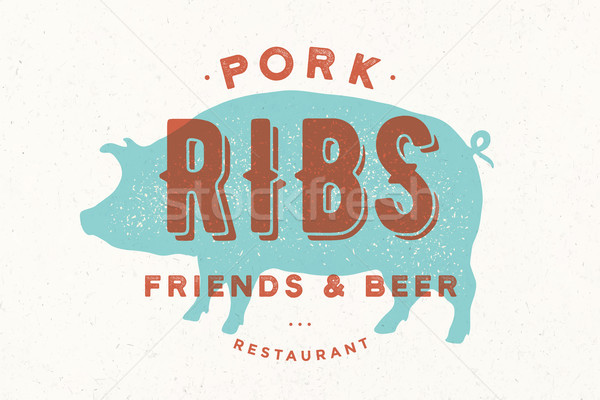 Pig, pork. Poster for restaurant Stock photo © FoxysGraphic