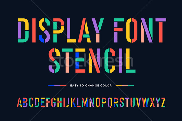 Stencil font. Colorful condensed alphabet and font Stock photo © FoxysGraphic