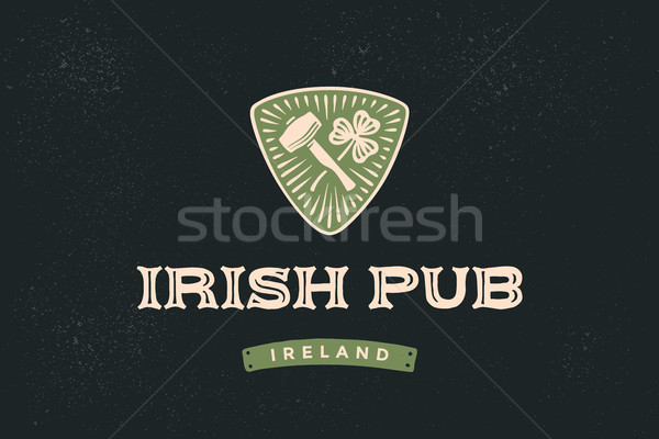Classique rétro étiquette irlandais pub logo [[stock_photo]] © FoxysGraphic