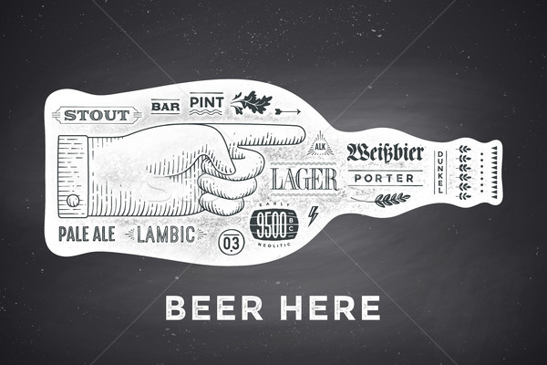 Poster bottle of beer with hand drawn lettering Stock photo © FoxysGraphic