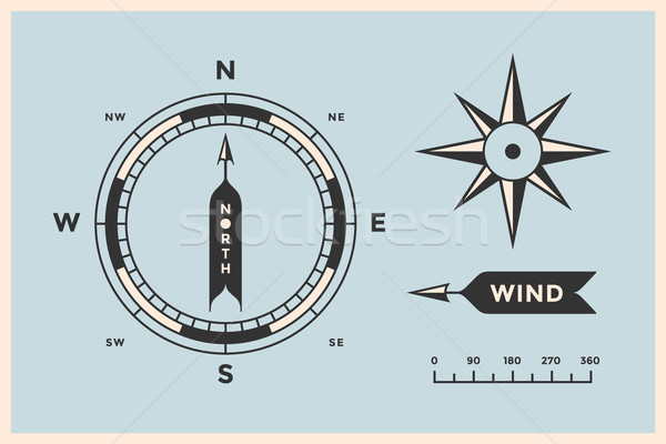 Rose Wind and Compass. Set of vintage arrows, symbols, objects for Navigation Stock photo © FoxysGraphic