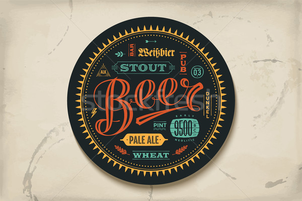 Stock photo: Coaster for beer with hand drawn lettering