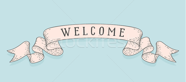 Welcome, old school vintage ribbon flag Stock photo © FoxysGraphic