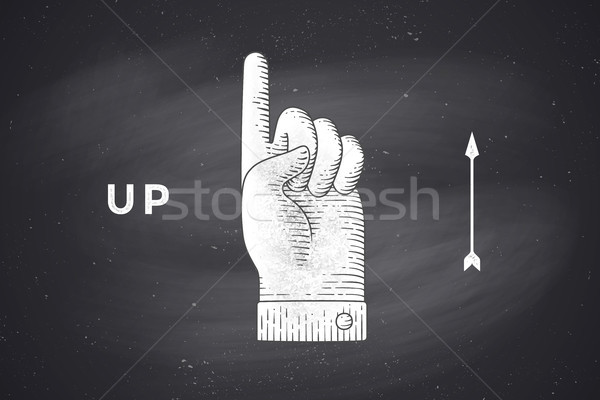 Drawing of hand sign with thumbs up in engraving style Stock photo © FoxysGraphic