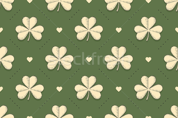 бесшовный ирландский зеленый шаблон клевера сердце Сток-фото © FoxysGraphic