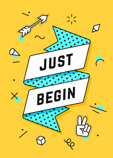 Just Begin. Vintage ribbon banner Stock photo © FoxysGraphic