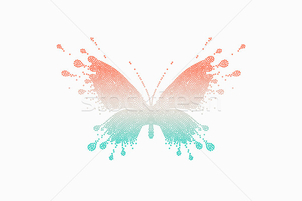 Colorful icon of red-turquoise butterfly Stock photo © FoxysGraphic