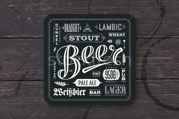 Stock photo: Coaster for beer with hand drawn lettering