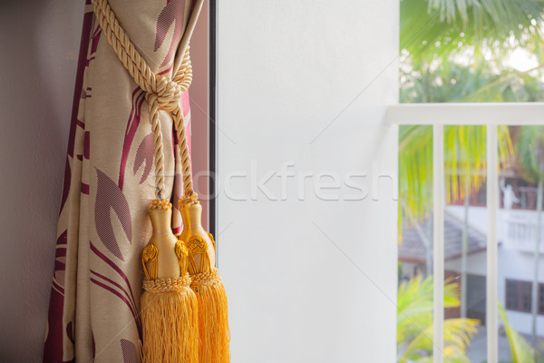 Luxury curtain and tassel with outside view terrace Stock photo © FrameAngel