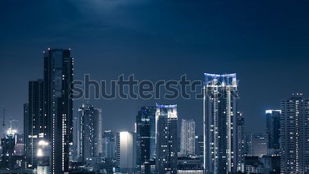 üzlet épület Bangkok város éjszakai élet magasról fotózva Stock fotó © FrameAngel