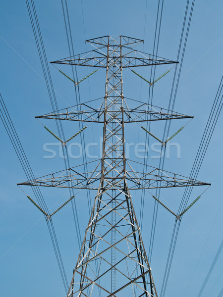 Hoogspanning macht paal licht metaal Blauw Stockfoto © FrameAngel