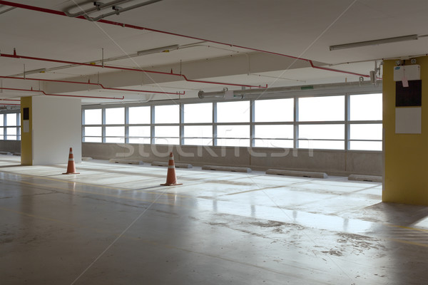 Empty car parking line  with red cone and white windows, can use Stock photo © FrameAngel