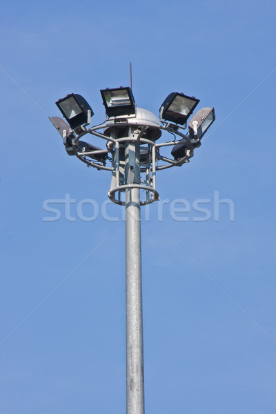 Iluminacja Błękitne niebo szkoły sportu piłka nożna dziedzinie Zdjęcia stock © FrameAngel