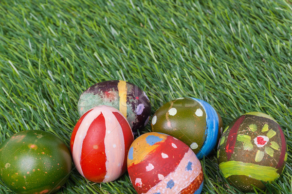 Happy easter eggs group on grass,can use as background for god f Stock photo © FrameAngel