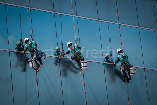 Stock foto: Gruppe · Arbeitnehmer · Reinigung · Fenster · Service · groß