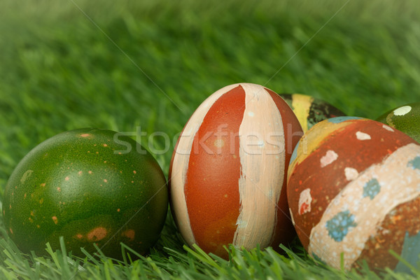 Happy easter eggs group on grass,can use as background for god f Stock photo © FrameAngel