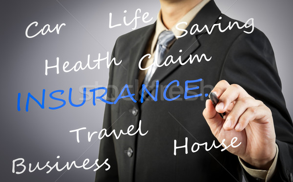 Businessman hand drawing Insurance word concept Stock photo © FrameAngel