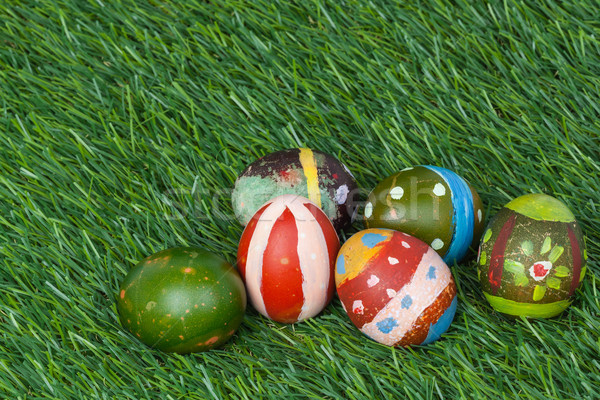 Happy easter eggs group on grass,can use as background for god f Stock photo © FrameAngel