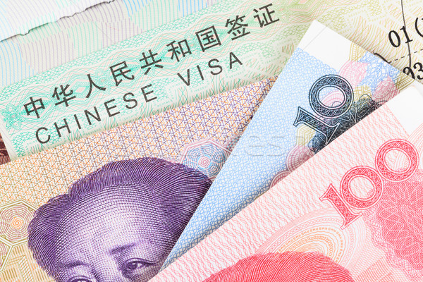 Chinese or Yuan banknotes money from China's currency with visa  Stock photo © FrameAngel