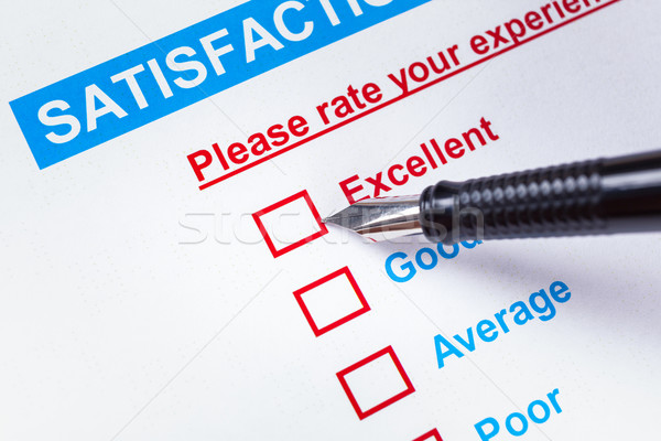 Kundenzufriedenheit Umfrage Checkbox Stift Hinweis ausgezeichnet Stock foto © FrameAngel