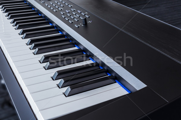 Piano Keyboard synthesizer closeup key frontal view Stock photo © FrameAngel