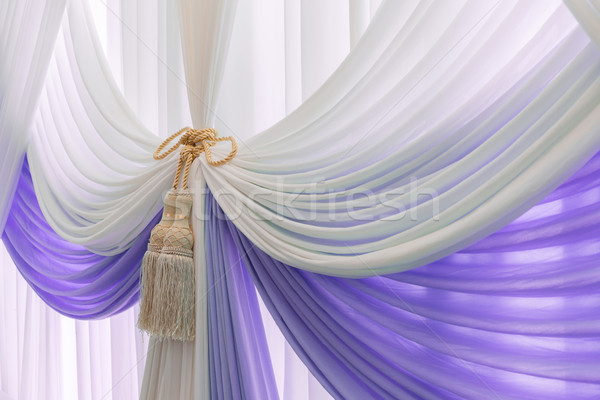 Luxury sweet white and violet curtain and tassel Stock photo © FrameAngel