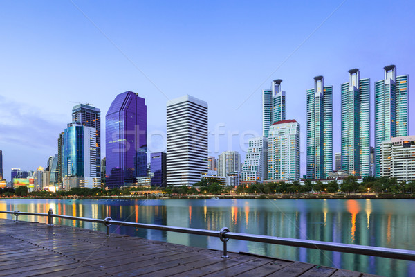 Stock photo: business buildings area and office, cityscape at twilight