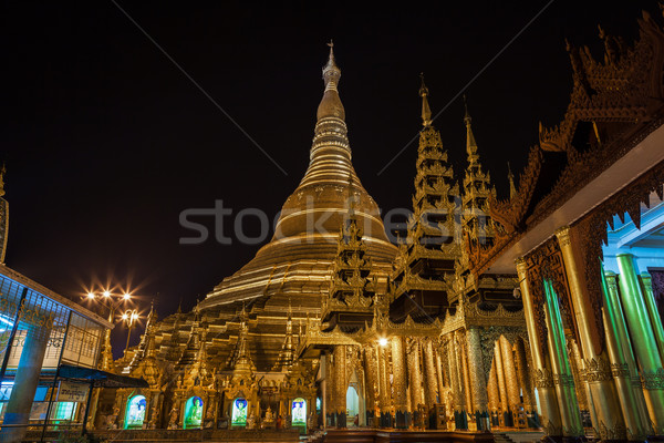 Shwedagon pagoda in Yangon, Burma (Myanmar) at night Stock photo © FrameAngel