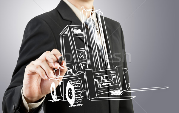 Business man draw forklift  transportation Stock photo © FrameAngel