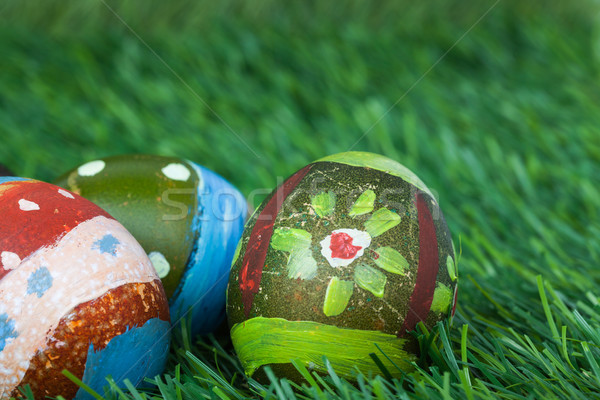 Happy easter eggs festival event on grass,can use as background
 Stock photo © FrameAngel