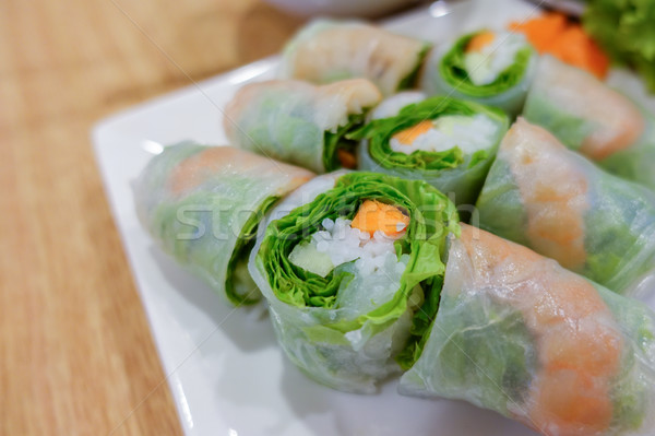 Fresh Spring Rolls,vietnamese with vegetable, close up shot Stock photo © FrameAngel