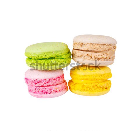 Tradicional francés colorido macaron blanco café Foto stock © FrameAngel