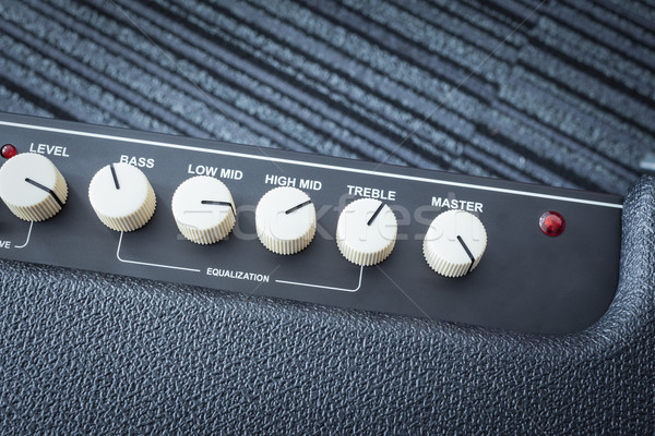 Button of Guitar Power Amplifier, closeup view background Stock photo © FrameAngel