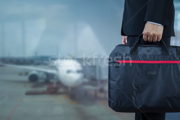 üzletember aktatáska üzleti út utazás absztrakt háttér Stock fotó © FrameAngel
