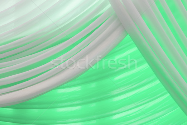 Luxury sweet white and green or aqua curtain Stock photo © FrameAngel