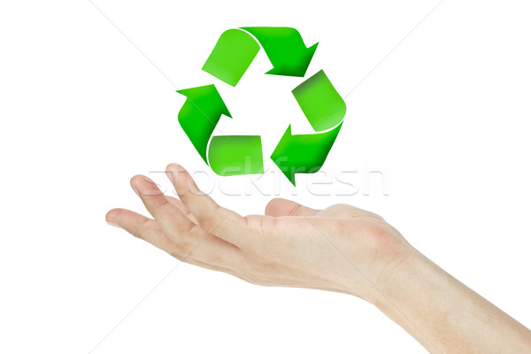 Recycle logo concept and hand Stock photo © FrameAngel