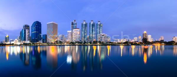 Negocios edificios oficina paisaje urbano crepúsculo panorama Foto stock © FrameAngel