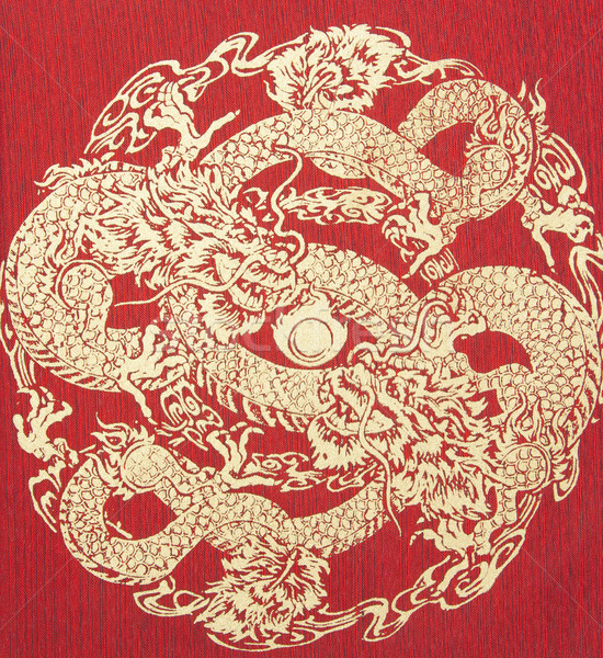 Abstract, Gold Dragon on silk Stock photo © FrameAngel