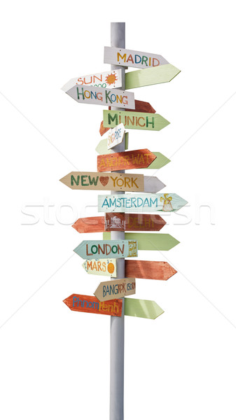 Voyage panneau de signalisation affaires route carte signe [[stock_photo]] © FrameAngel