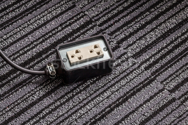 Electrical socket with power plug cable on carpet floor for safe Stock photo © FrameAngel